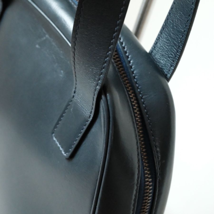 CELINE Vintage 1980s  絕版稀有 墨藍box小牛皮 鍍金星球包-4