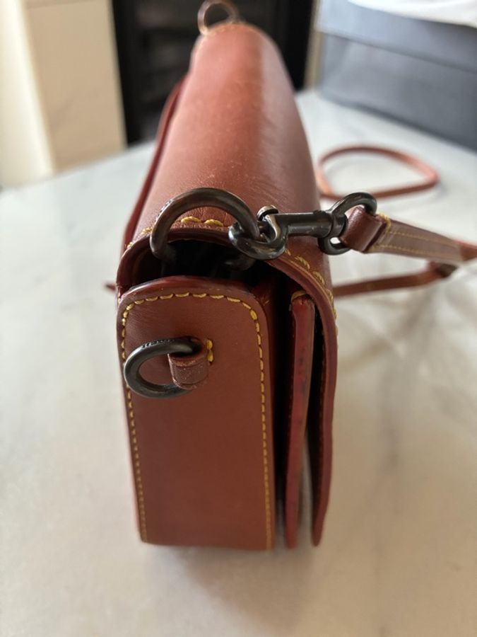 ⏰最終特價品⏰👜Coach Dinky👜棕色手套鞣製皮革手袋背包-19