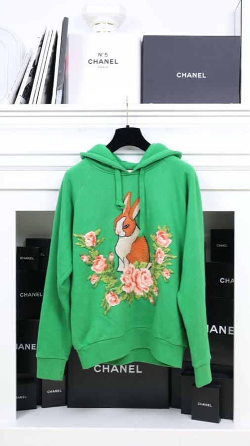 Gucci绿色兔子图案卫衣-0