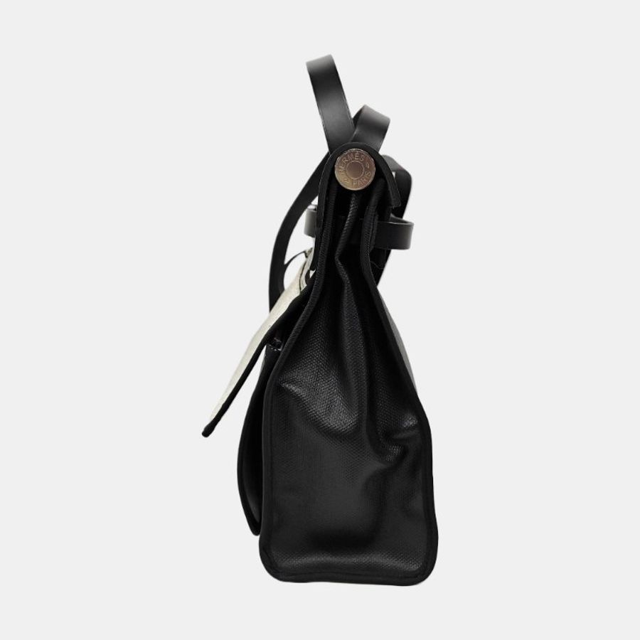 HERMES Herbag黑色防水布 肩背手提包 銀色Z刻 附購買憑證-3