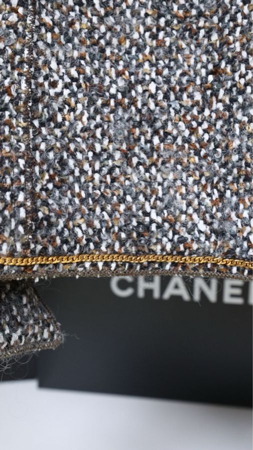 Chanel 92年棕色粗花呢双排扣外套-12