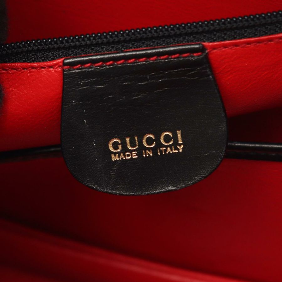 GUCCI 舊款 Gucci 竹節單肩斜背包 黑色皮革二手女款-3