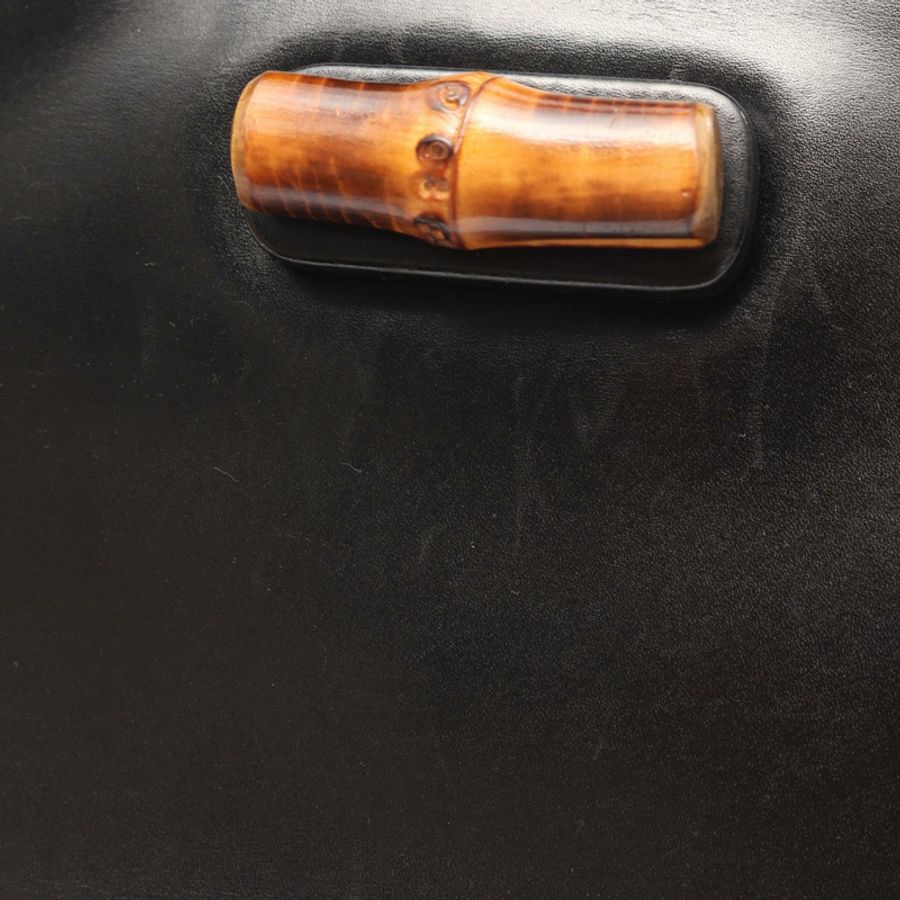 GUCCI 舊款 Gucci 竹節單肩斜背包 黑色皮革二手女款-8