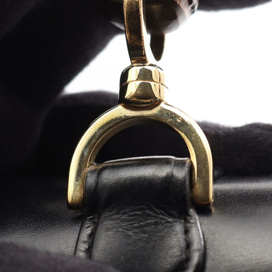 GUCCI 舊款 Gucci 竹節單肩斜背包 黑色皮革二手女款-10