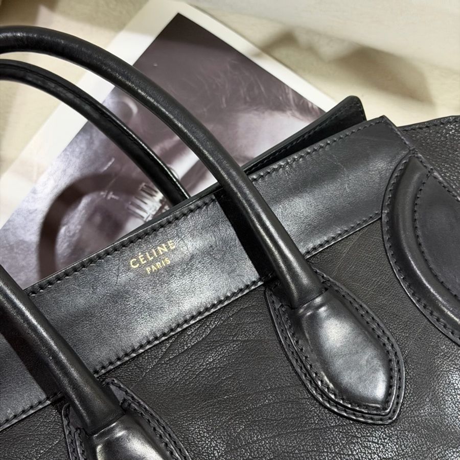Celine • 經典黑金笑臉包 大號-5