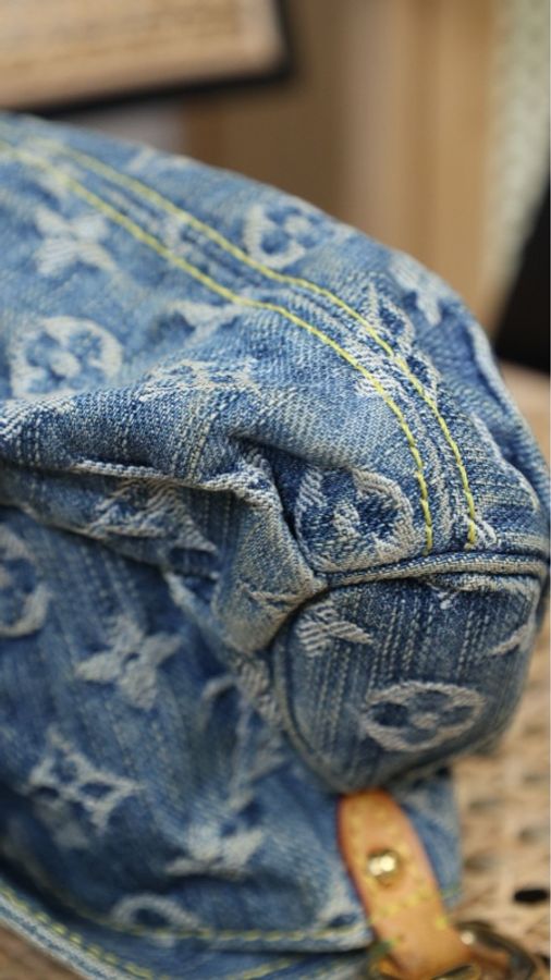 LV老花monogram牛仔丹宁preity腋下包单肩包-11