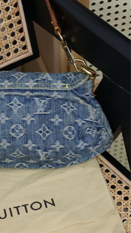 LV老花monogram牛仔丹宁preity腋下包单肩包-15