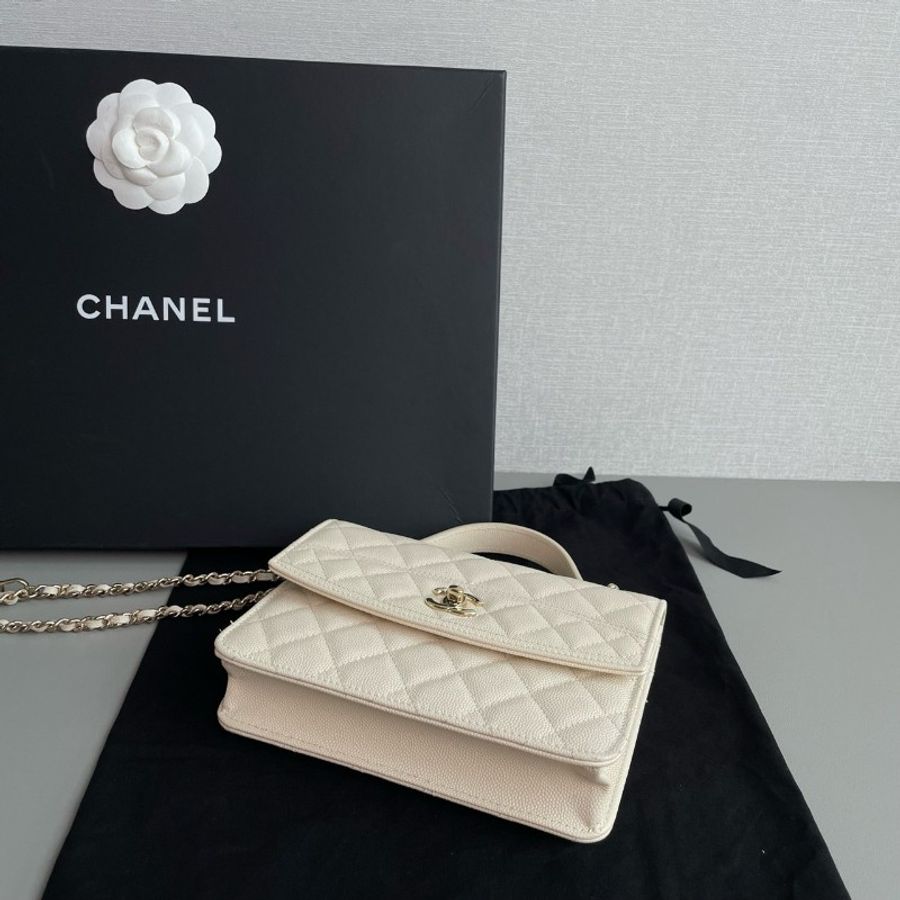 Chanel香奈兒 25C 三合一
奶昔白色金扣荔枝皮woc手柄雙肩包
99新✨️-5