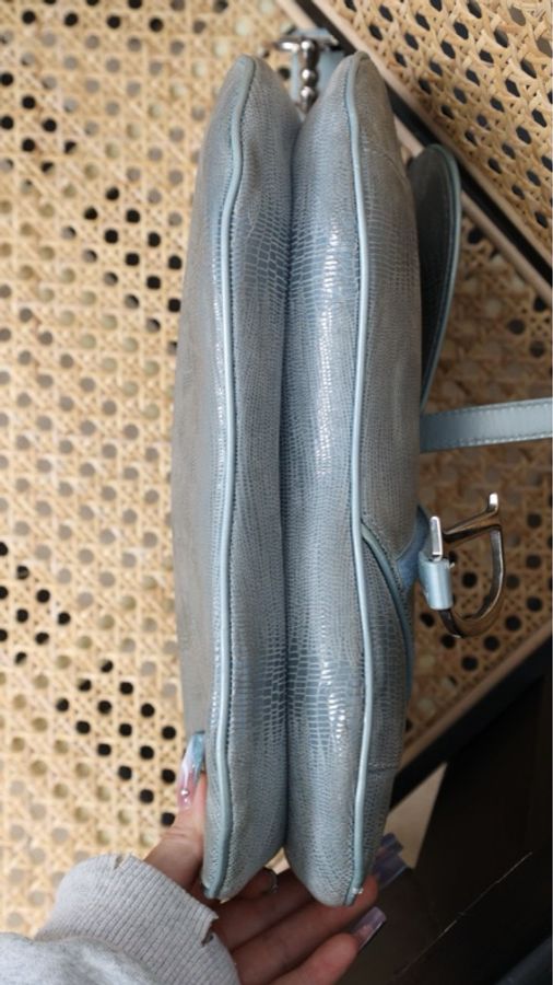 Dior Double Saddle 雾霾蓝马鞍包单肩包-2