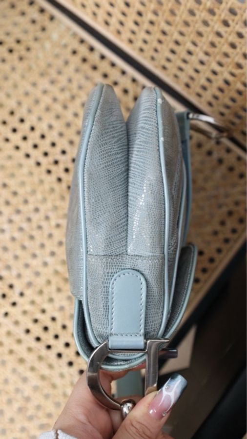 Dior Double Saddle 雾霾蓝马鞍包单肩包-4