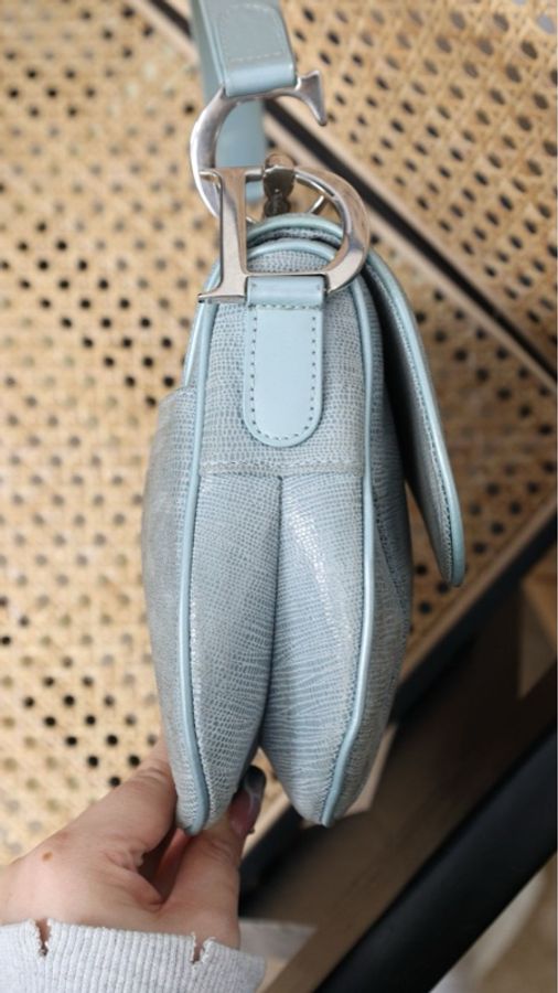 Dior Double Saddle 雾霾蓝马鞍包单肩包-5