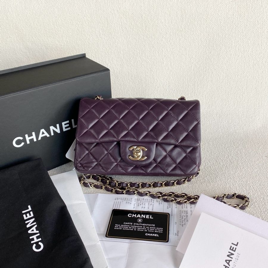 Chanel • 經典葡萄紫羊皮金釦Cf 20 大全配🈶購證-2