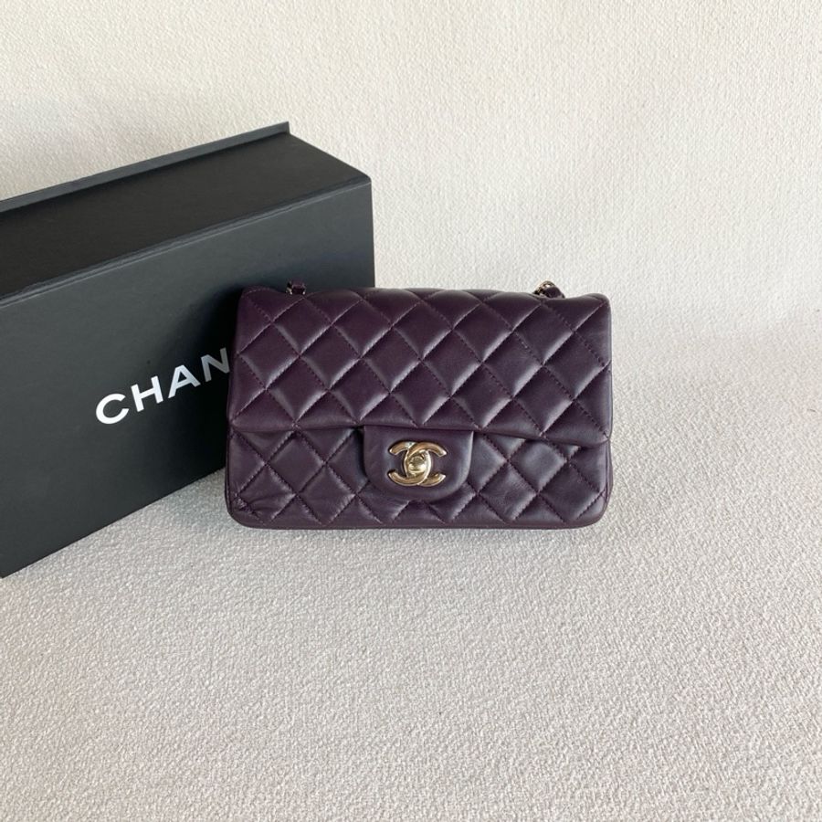 Chanel • 經典葡萄紫羊皮金釦Cf 20 大全配🈶購證-3