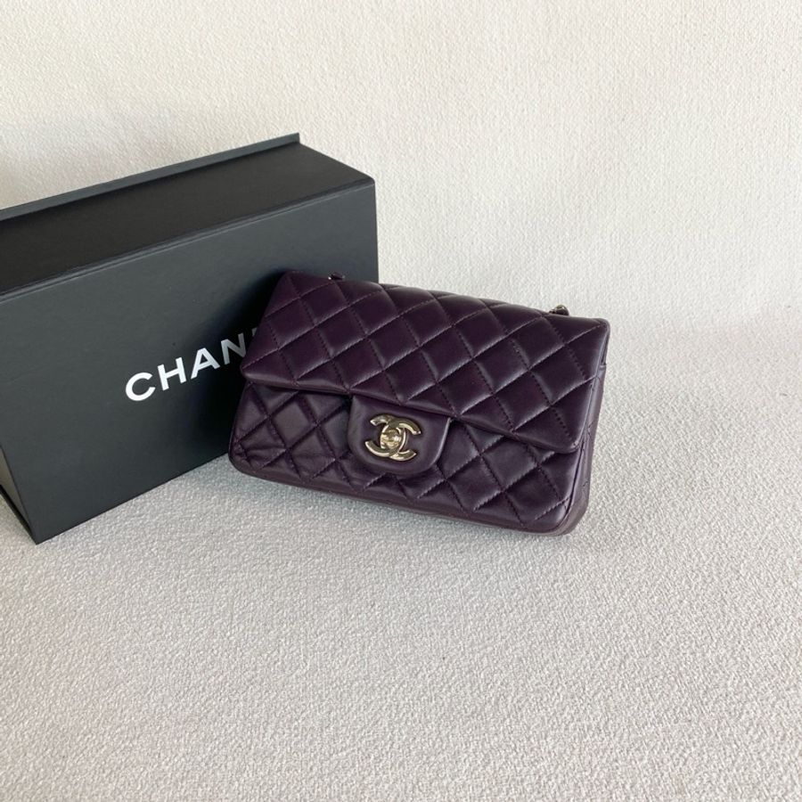 Chanel • 經典葡萄紫羊皮金釦Cf 20 大全配🈶購證-5