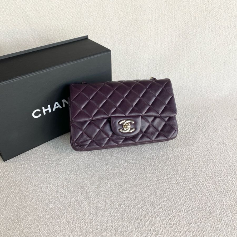 Chanel • 經典葡萄紫羊皮金釦Cf 20 大全配🈶購證-7