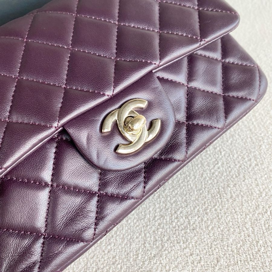 Chanel • 經典葡萄紫羊皮金釦Cf 20 大全配🈶購證-8