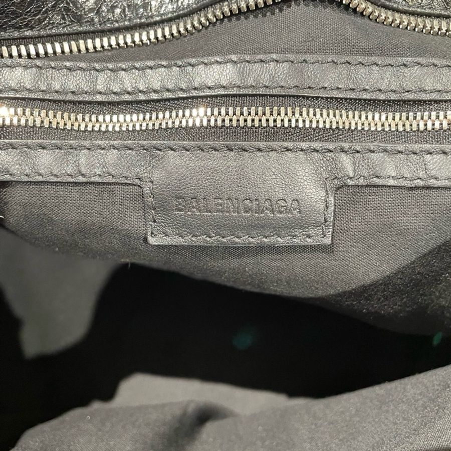 Balenciaga巴黎世家 lecity中號黑色銀釘黑銀機車包手提包斜挎包-8