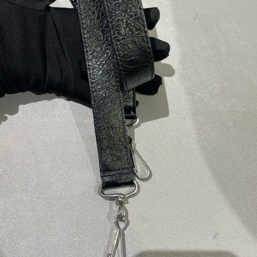 Balenciaga巴黎世家 lecity中號黑色銀釘黑銀機車包手提包斜挎包-9