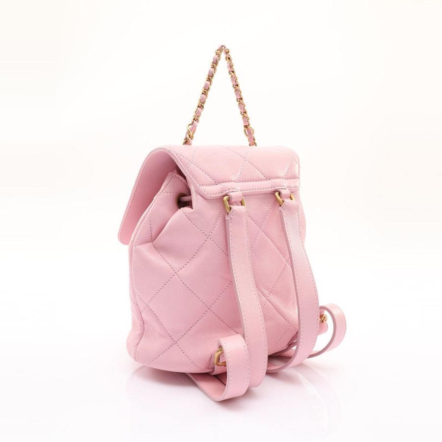 CHANEL 香奈兒 後背包 粉色 菱格紋 羊皮 AS4866-1