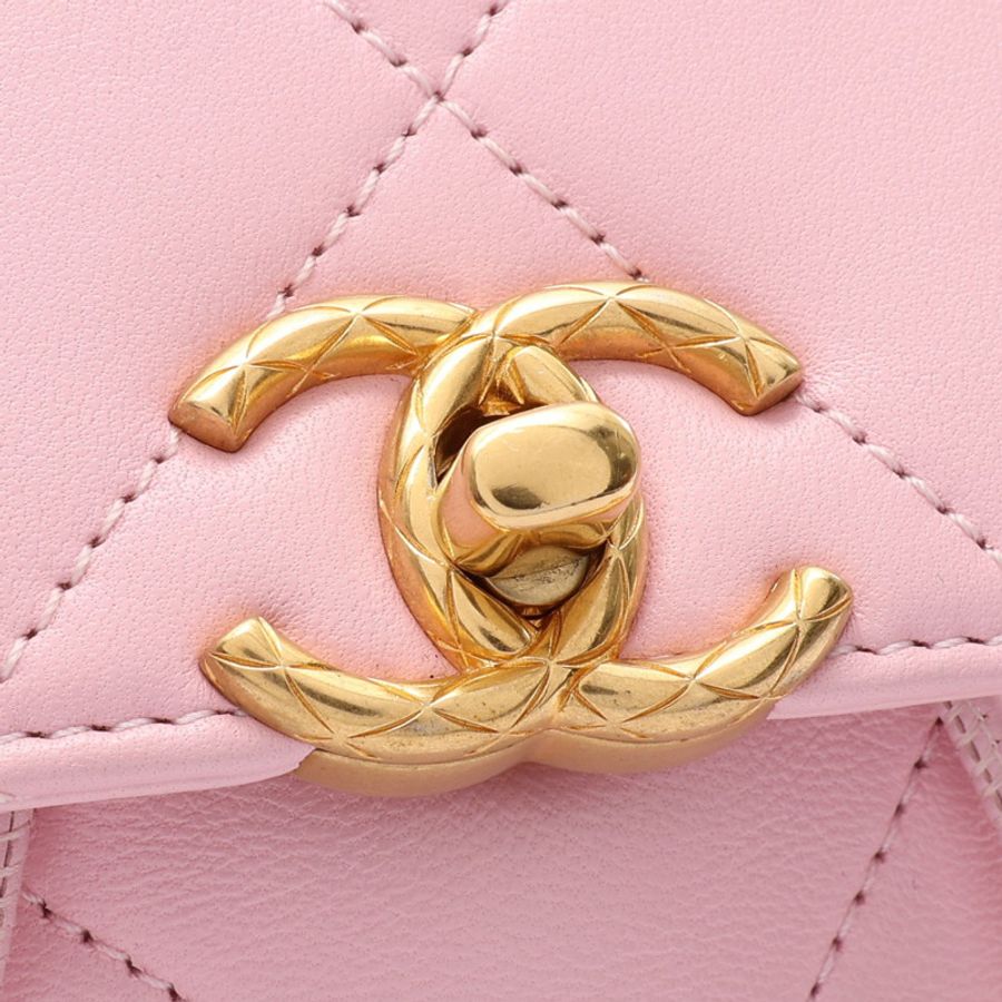 CHANEL 香奈兒 後背包 粉色 菱格紋 羊皮 AS4866-5