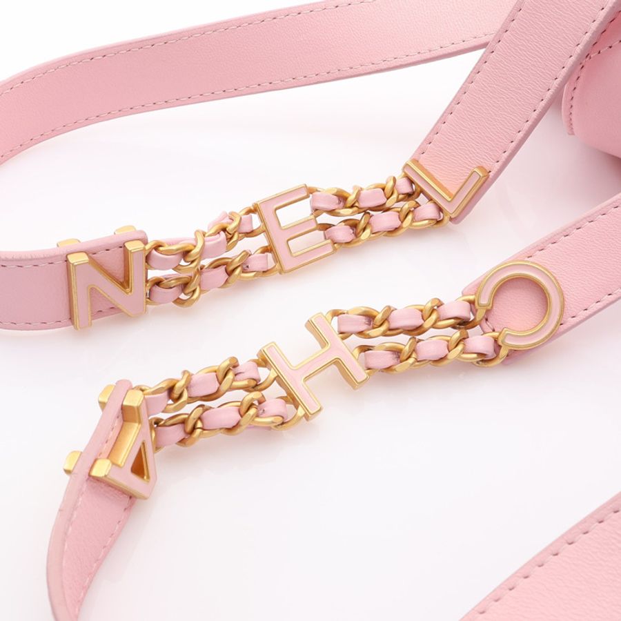 CHANEL 香奈兒 後背包 粉色 菱格紋 羊皮 AS4866-6