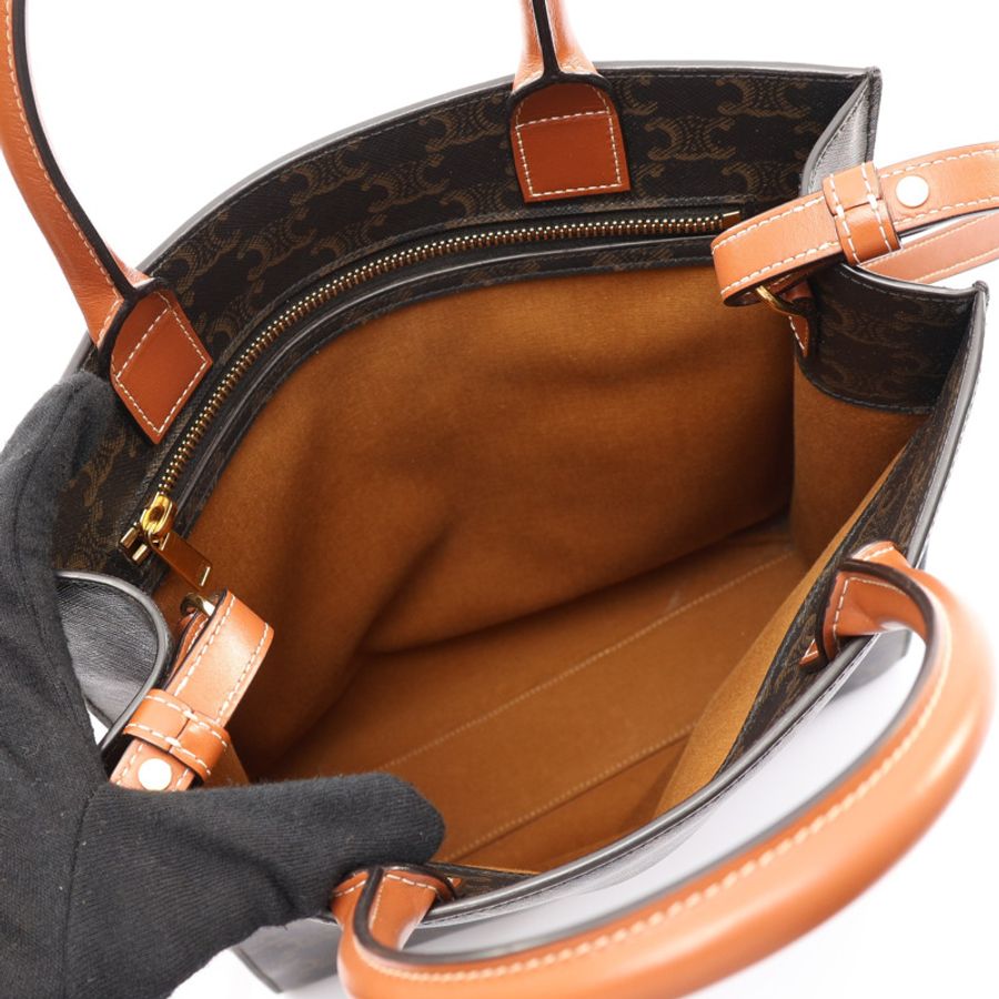 CELINE 賽琳 Vertical Cabas 兩用包 棕色 Triomphe 帆布 191542BZK.04LU-2