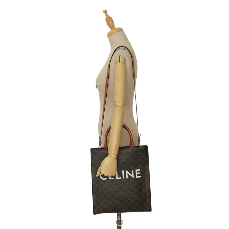 CELINE 賽琳 Vertical Cabas 兩用包 棕色 Triomphe 帆布 191542BZK.04LU-4