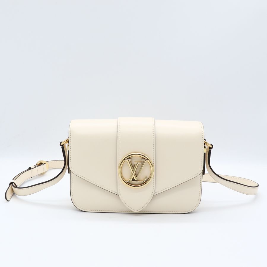 LV Pont 9 小號 奶油白 牛皮 金色 磁吸扣 肩背包 斜背包 M55950-1