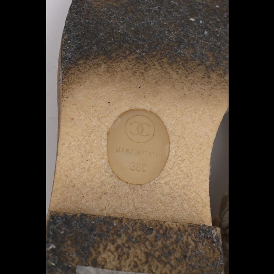 Chanel 米色山茶花刺绣及裸靴短靴-10