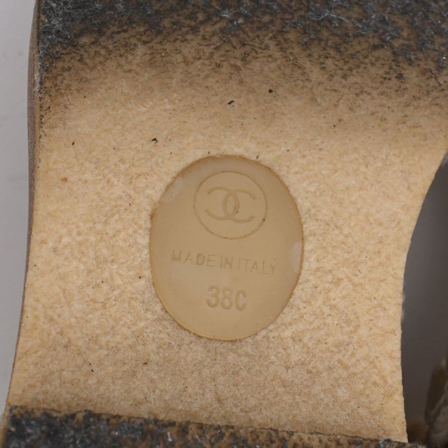 Chanel 米色山茶花刺绣及裸靴短靴-12