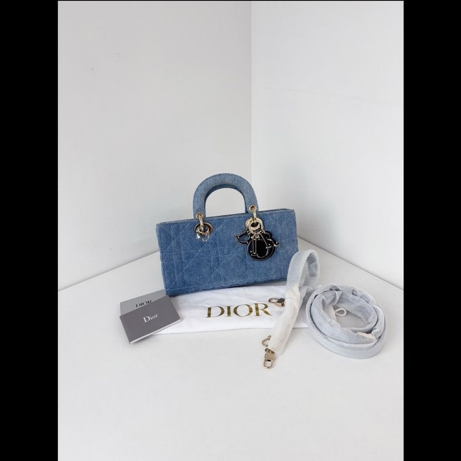 Dior迪奧 單寧 D-Joy橫版戴妃包 小號 閒置新✨️-2