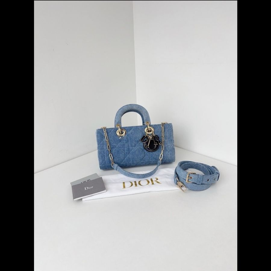 Dior迪奧 單寧 D-Joy橫版戴妃包 小號 閒置新✨️-3