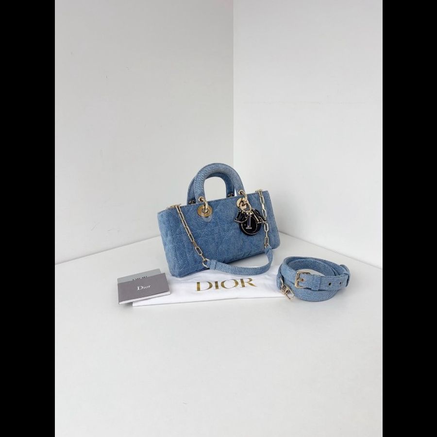 Dior迪奧 單寧 D-Joy橫版戴妃包 小號 閒置新✨️-5