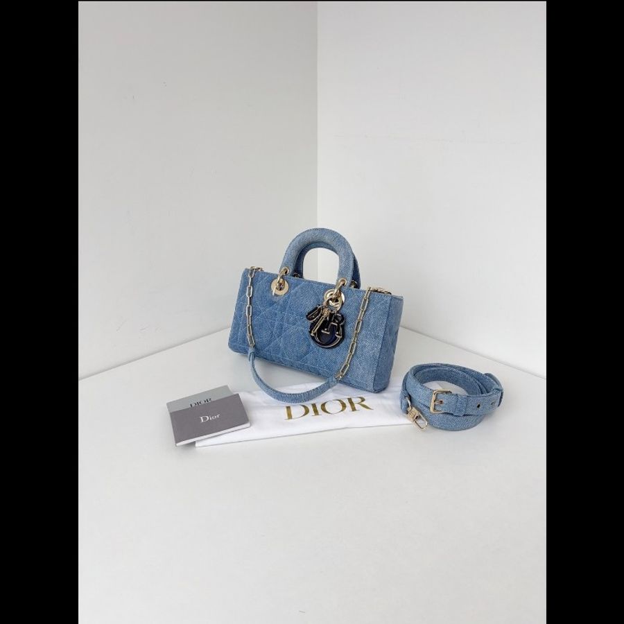 Dior迪奧 單寧 D-Joy橫版戴妃包 小號 閒置新✨️-6