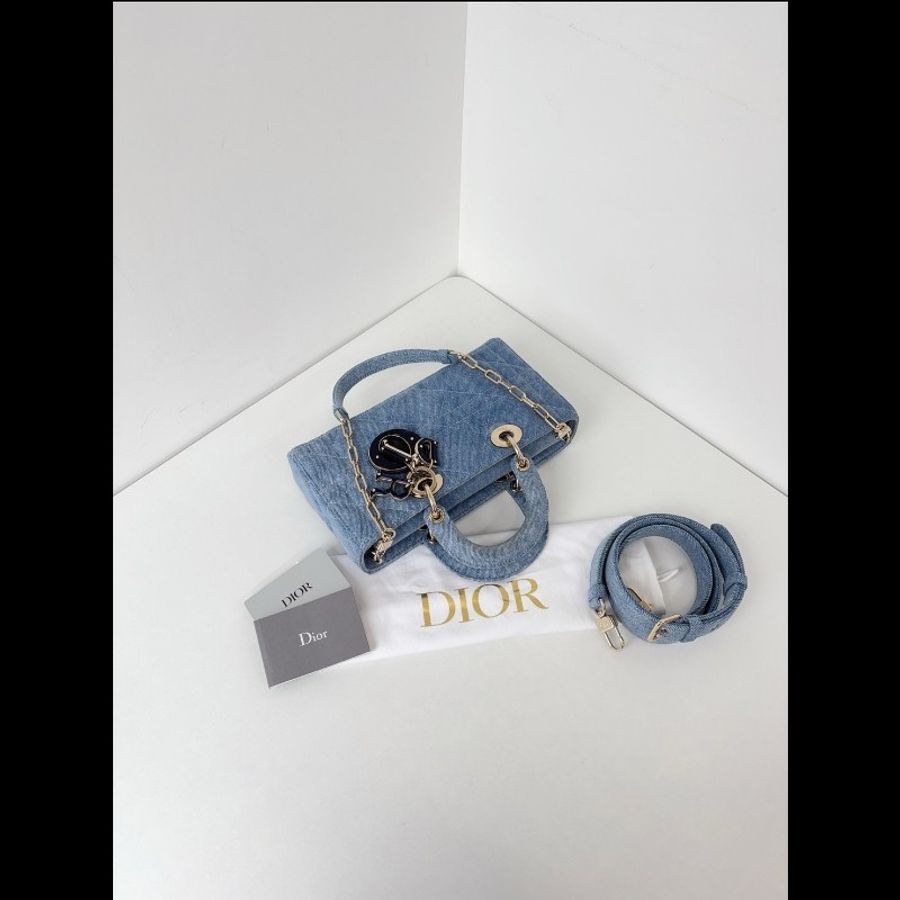 Dior迪奧 單寧 D-Joy橫版戴妃包 小號 閒置新✨️-8