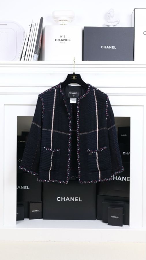 Chanel 07年度假系列秀款深蓝色红白滚边上衣外套-0