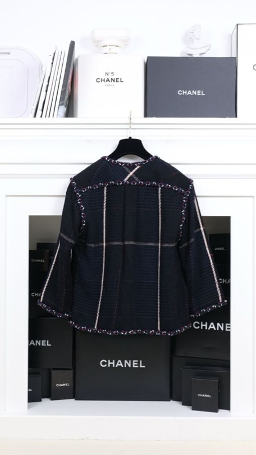Chanel 07年度假系列秀款深蓝色红白滚边上衣外套-1