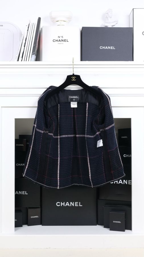 Chanel 07年度假系列秀款深蓝色红白滚边上衣外套-4