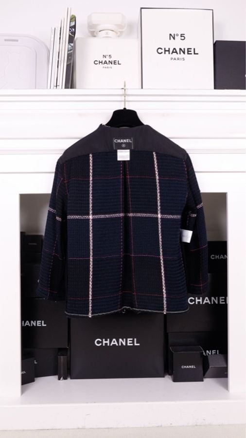Chanel 07年度假系列秀款深蓝色红白滚边上衣外套-7