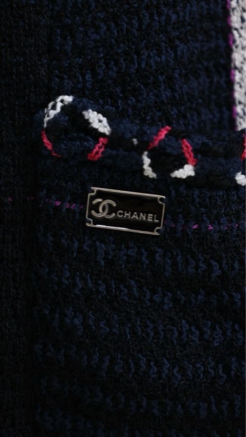 Chanel 07年度假系列秀款深蓝色红白滚边上衣外套-9