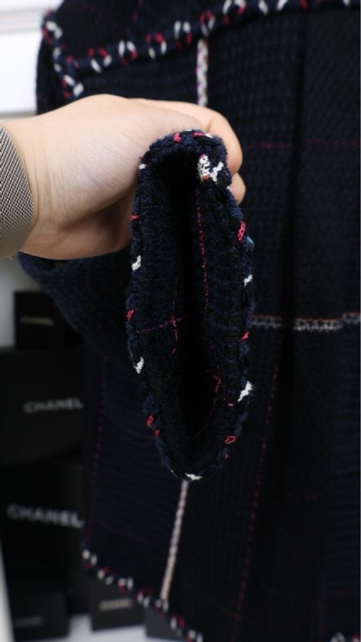 Chanel 07年度假系列秀款深蓝色红白滚边上衣外套-11