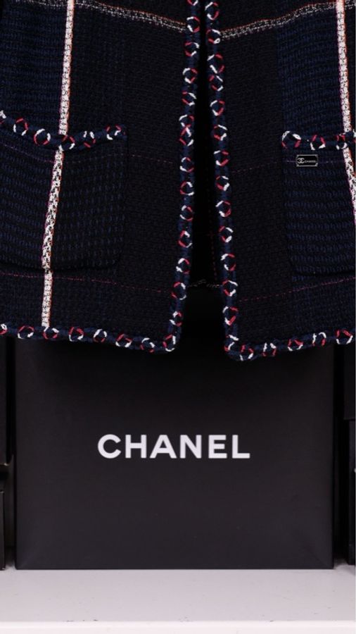 Chanel 07年度假系列秀款深蓝色红白滚边上衣外套-27