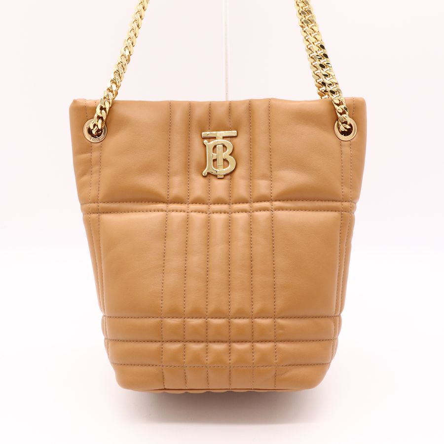 Burberry 巴寶莉 Lola 焦糖駝色 羊皮 鍊條 水桶包 斜背包-1