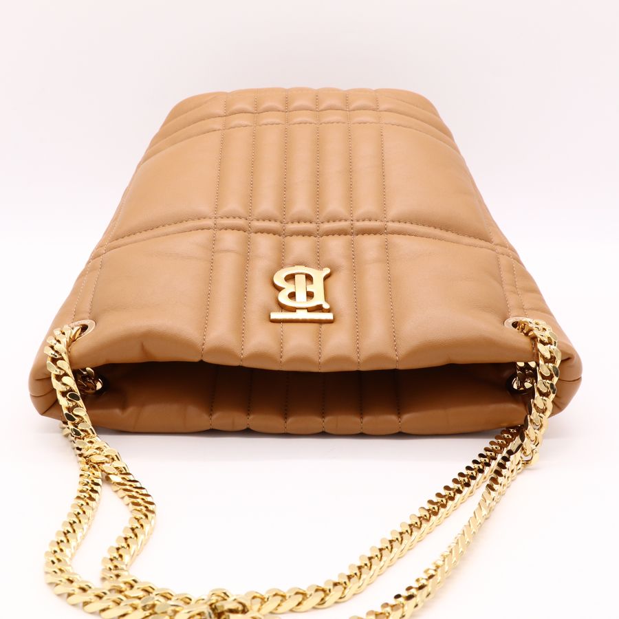 Burberry 巴寶莉 Lola 焦糖駝色 羊皮 鍊條 水桶包 斜背包-6