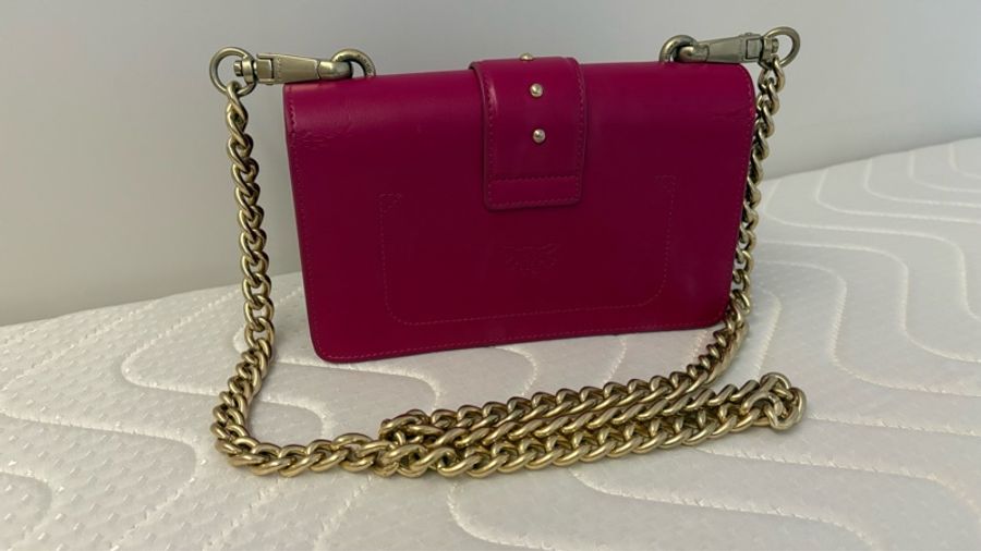 Pinko Love Bag 桃紅色燕子金扣鍊包-1