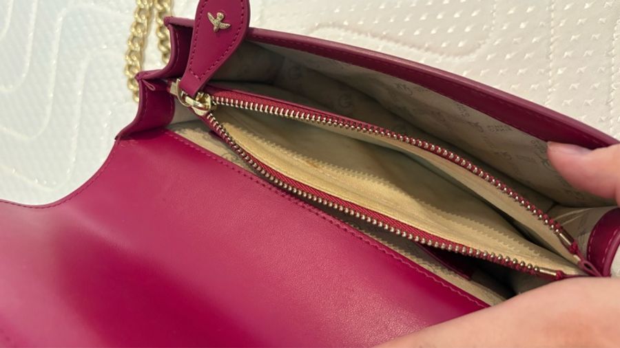 Pinko Love Bag 桃紅色燕子金扣鍊包-4