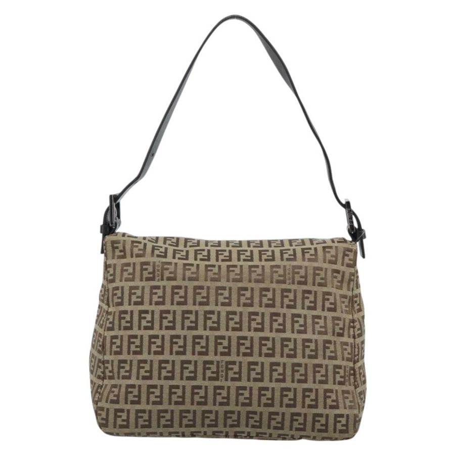 【日本直送】FENDI Zucchino帆布Mamma Baguette包 米色 銀色 8BR004 正品 ep15424V-1