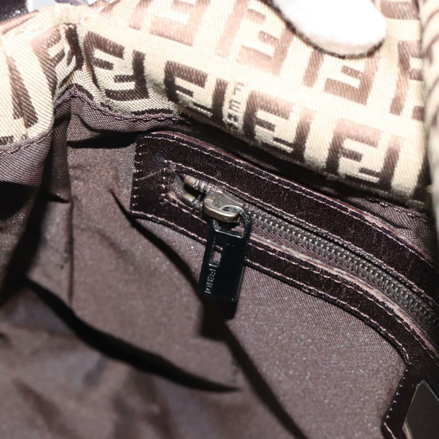 【日本直送】FENDI Zucchino帆布Mamma Baguette包 米色 銀色 8BR004 正品 ep15424V-20