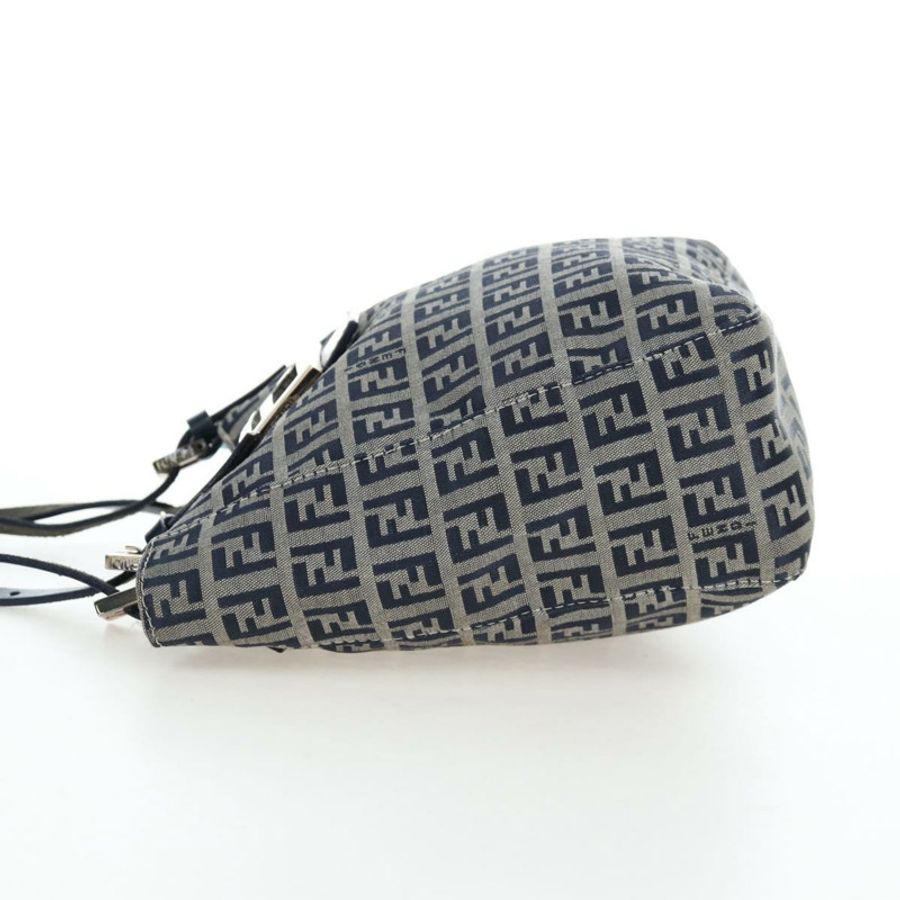 【日本直送】FENDI Zucchino帆布Mamma Baguette手袋 海軍藍 銀色 正品 192983V-2