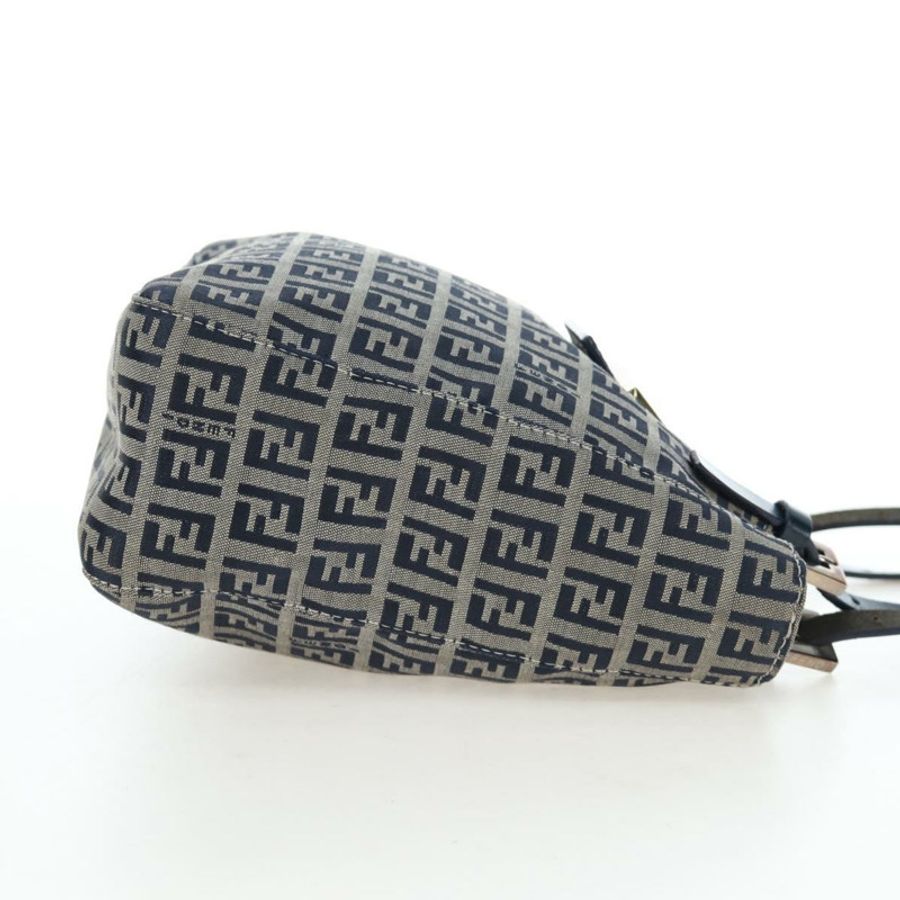 【日本直送】FENDI Zucchino帆布Mamma Baguette手袋 海軍藍 銀色 正品 192983V-3